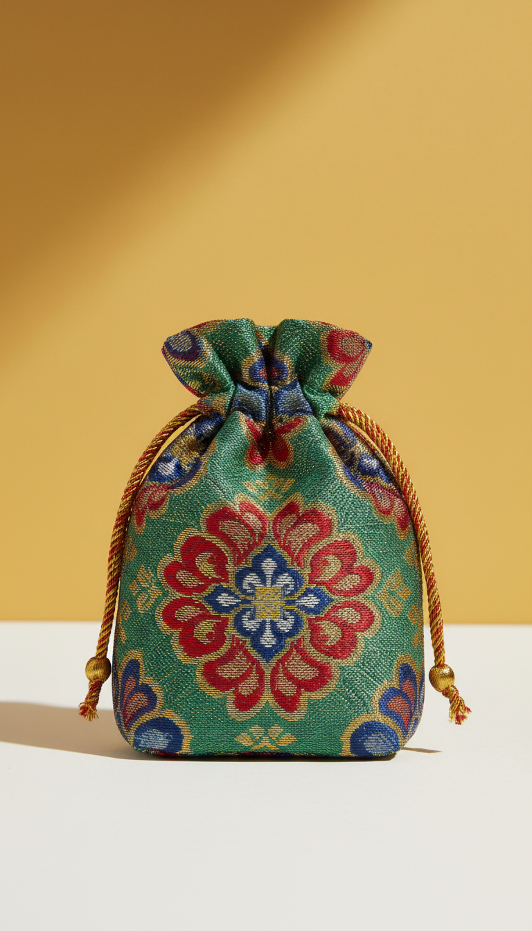 Brocade gift pouch with patterned motif