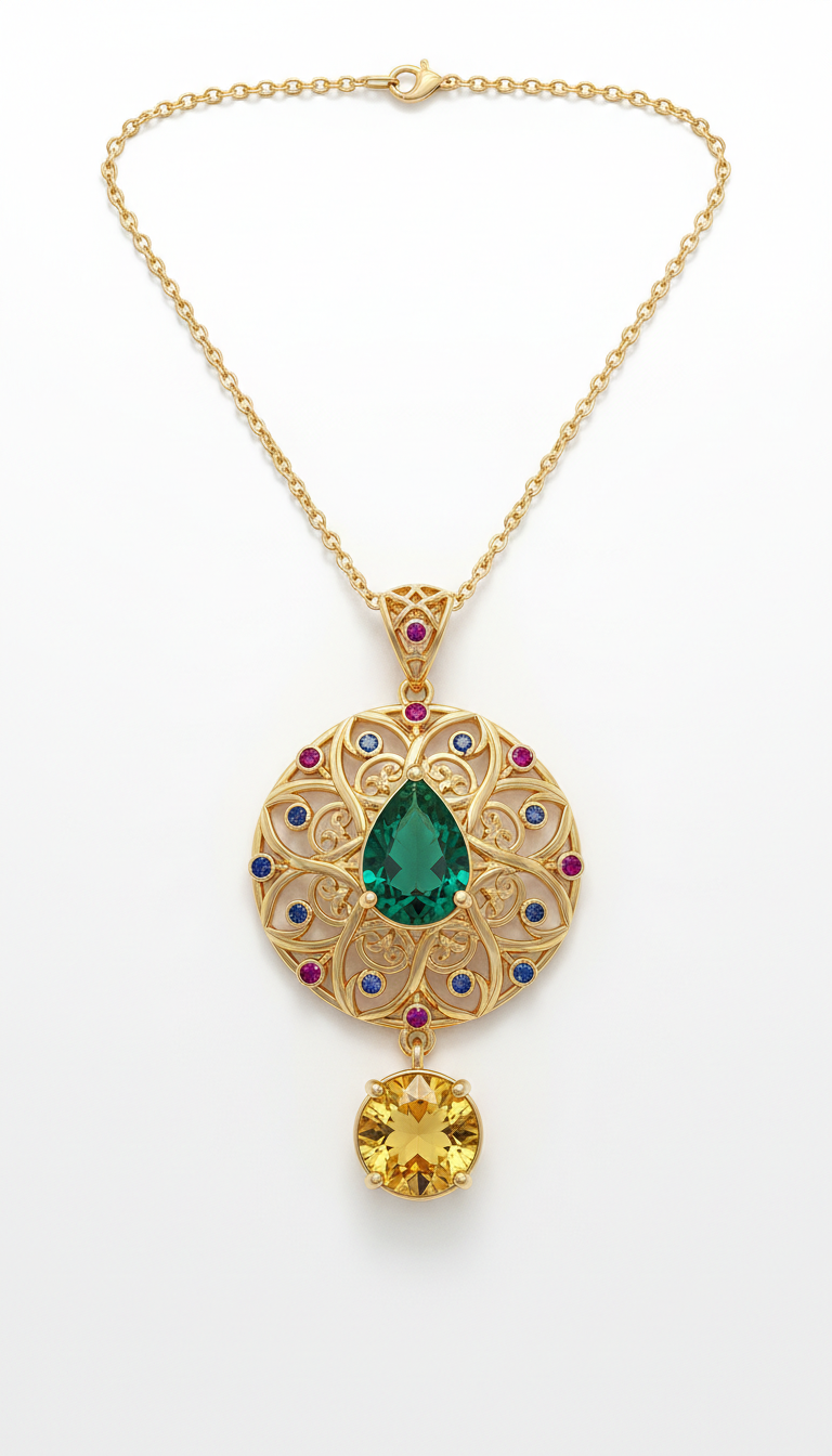Filigree pendant necklace with ornate detail